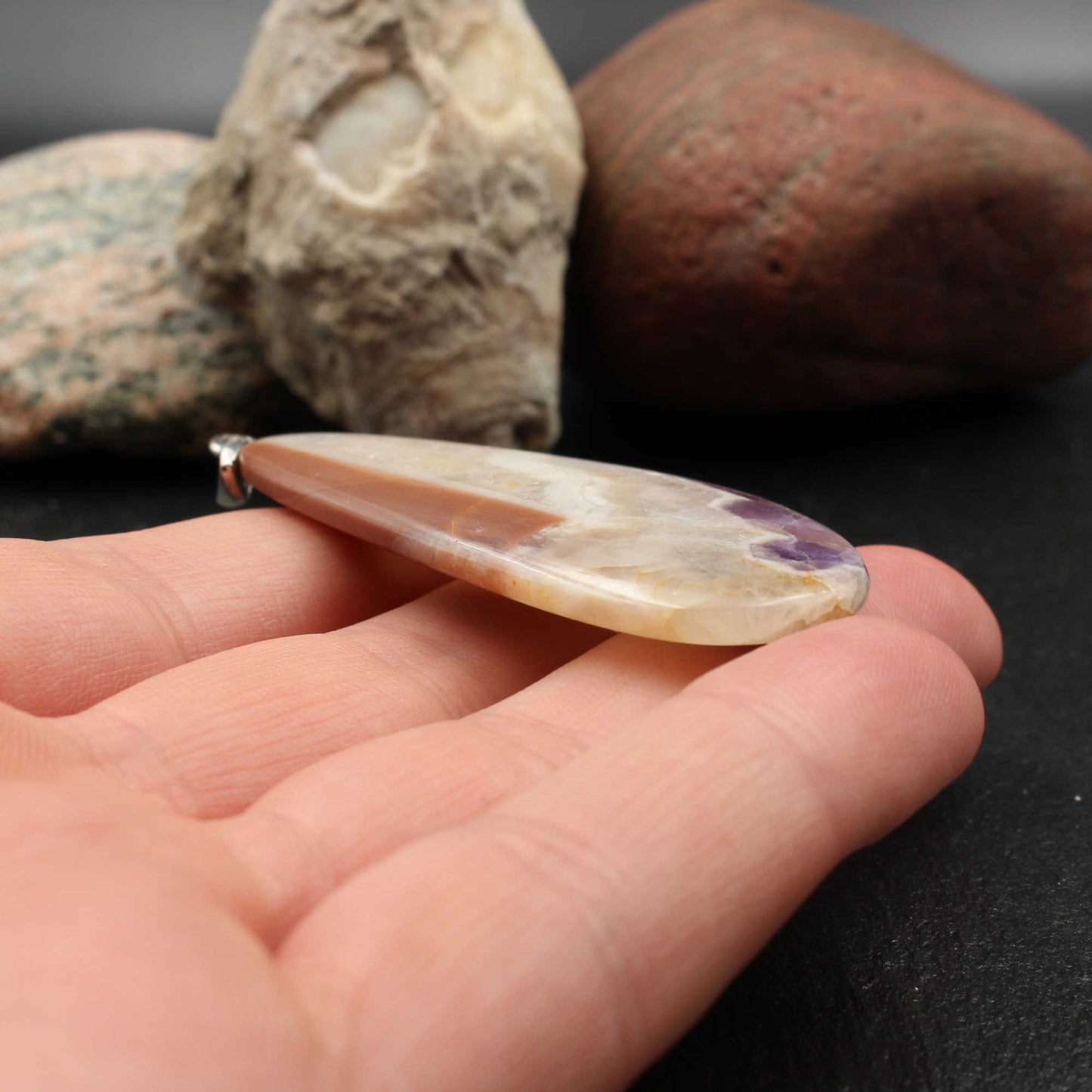 Amethyst und Achat Anhänger - Handarbeit