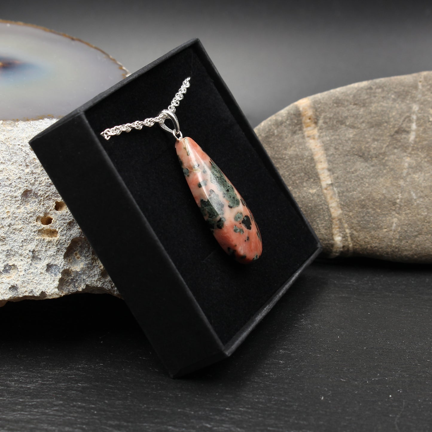 Scottish Isla Rose Pink Limestone Pendant - Handmade in Germany