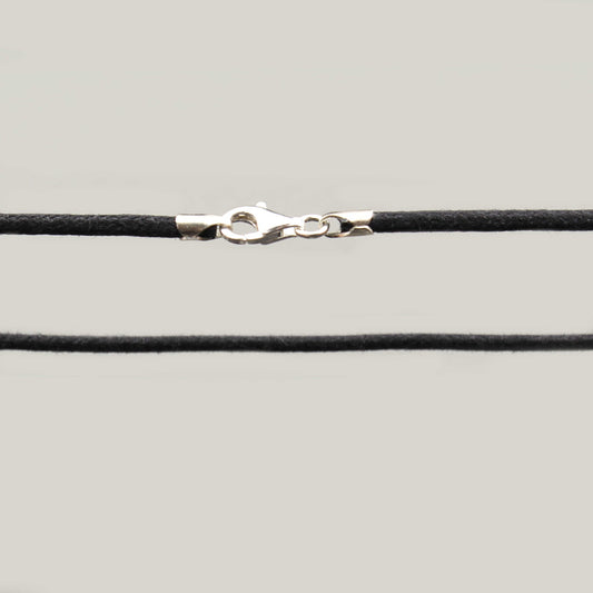 Baumwollband mit Karabiner - Schwarz - 2 mm