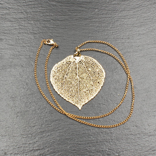 Espenblatt Anhänger vergoldet - Groß