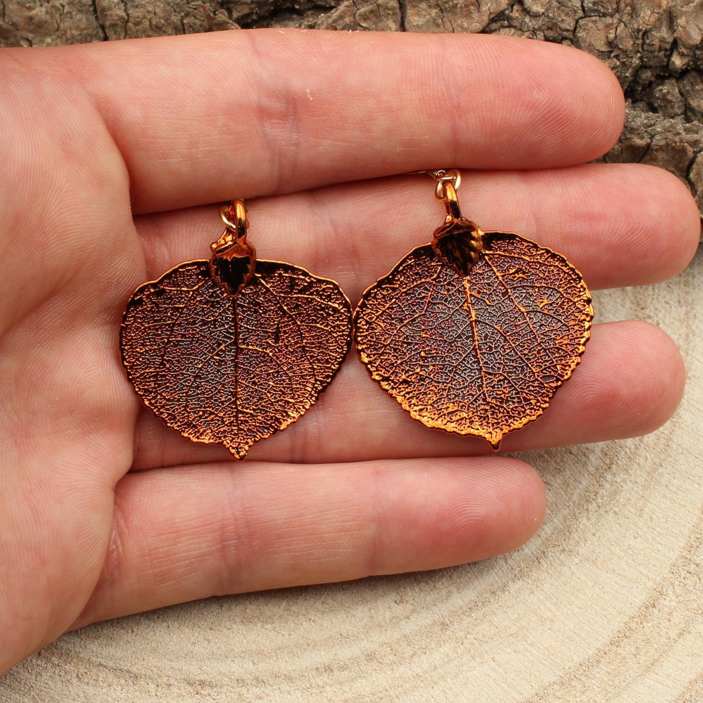 Aspenblatt Ohrringe verkupfert