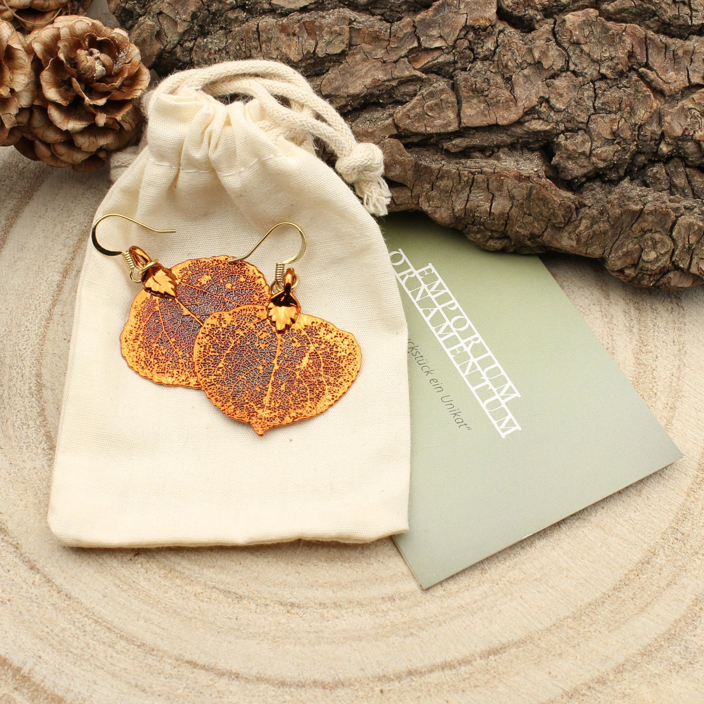 Aspenblatt Ohrringe verkupfert