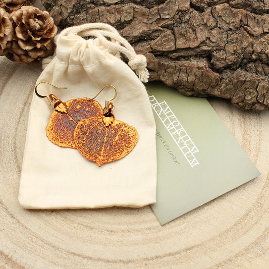 Aspenblatt Ohrringe verkupfert