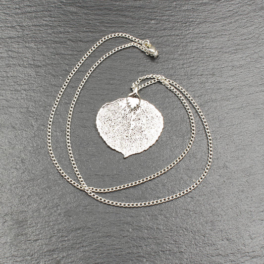 Espenblatt Anhänger versilbert - Klein