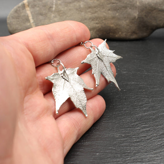 Kanadischer Ahorn Ohrringe versilbert