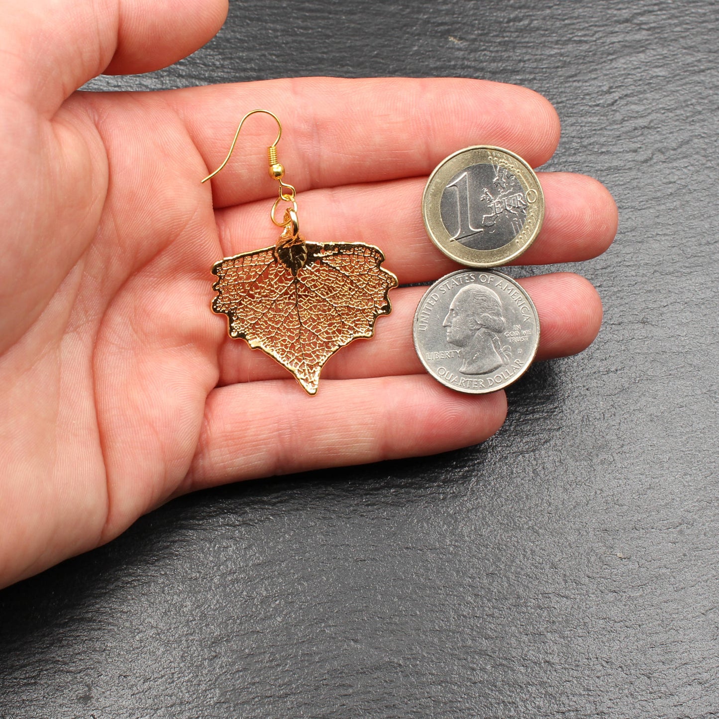 Pappelblatt Ohrringe vergoldet