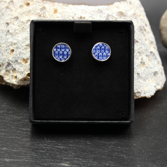 Englisches Porzellan "Old Willow" - Ohrstecker