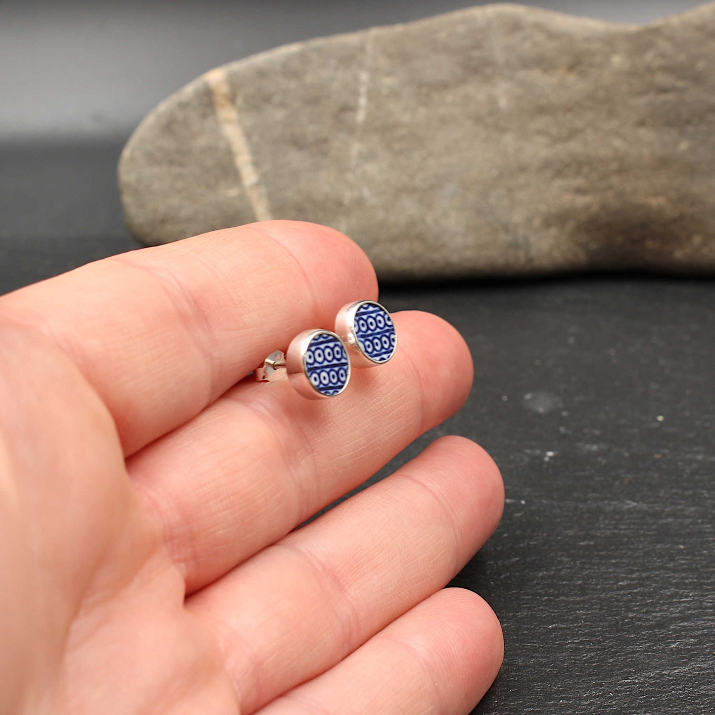 Englisches Porzellan "Old Willow" - Ohrstecker