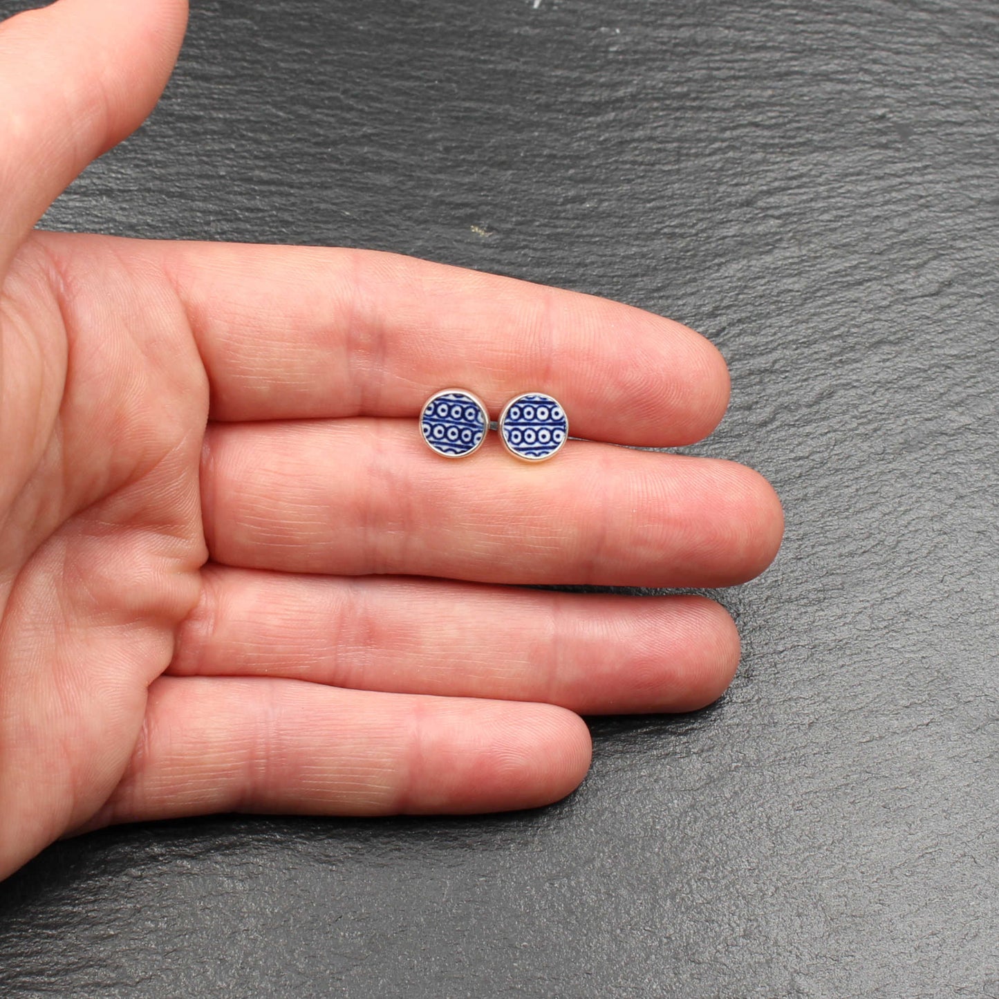 Englisches Porzellan "Old Willow" - Ohrstecker