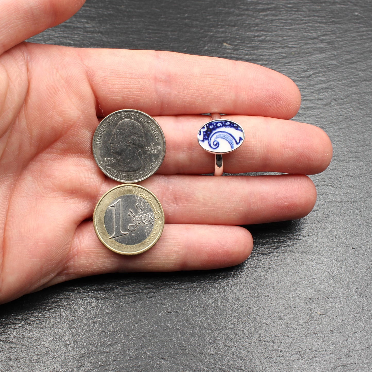 Englisches Porzellan "Old Willow" Ring - Oval