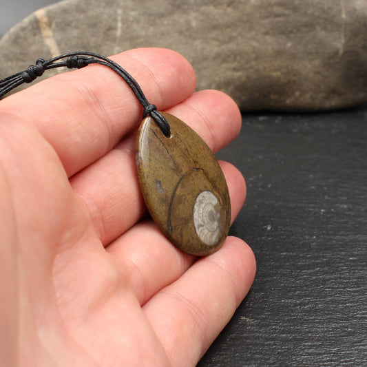 Ammonite Fossil Pendant - Handmade