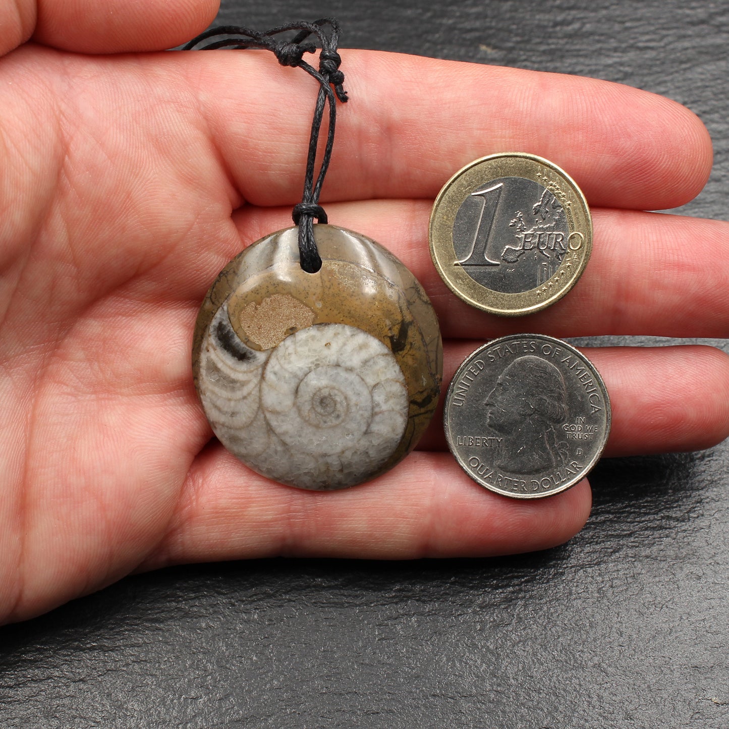 Ammonite Fossil Pendant - Handmade