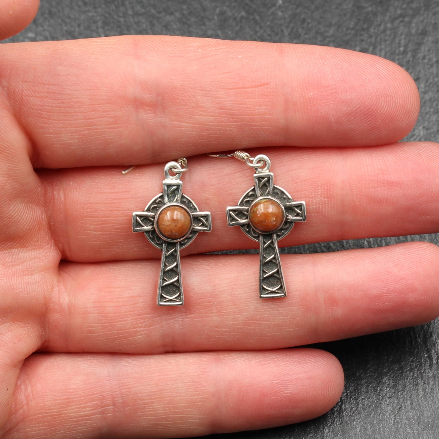 Schottischer Lewisian Ohrringe Keltisches Kreuz Silber