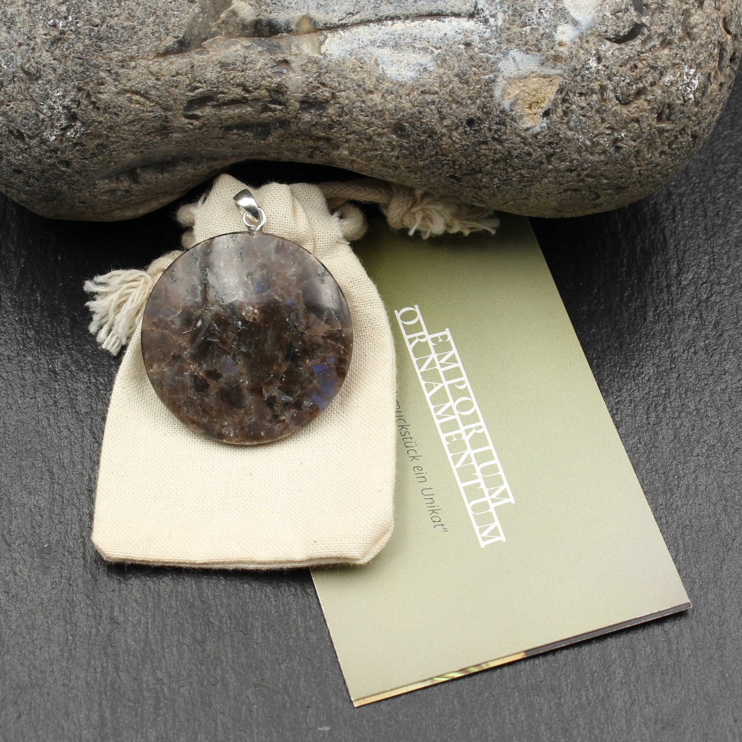 Brown Larvikite Pendant - Handmade