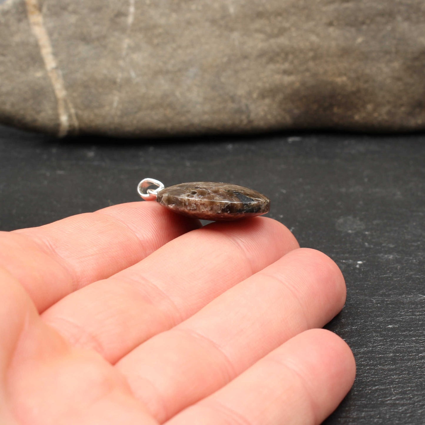 Brown Larvikite Pendant - Handmade