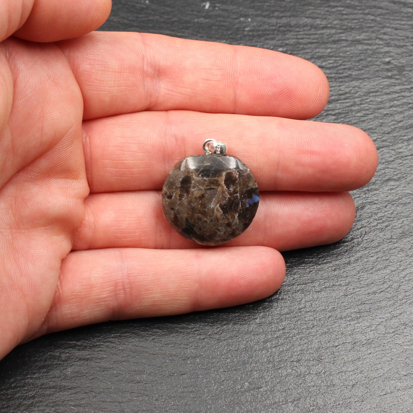 Brown Larvikite Pendant - Handmade