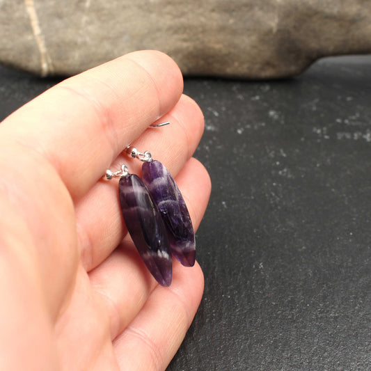 Chevron Amethyst Ohrringe - Handarbeit