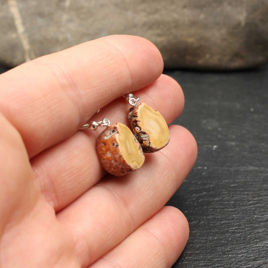 Achat Ohrringe + Anhänger Set - Handarbeit | Achat aus Sachsen