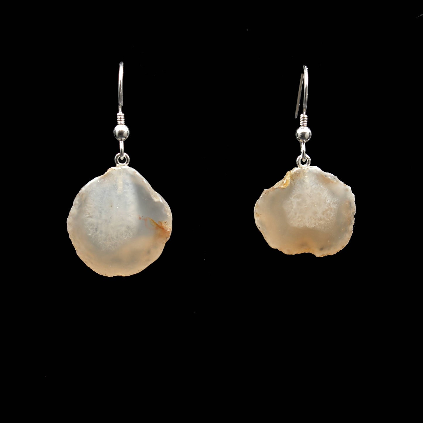 German Chalcedony Nodule Earrings - Handmade