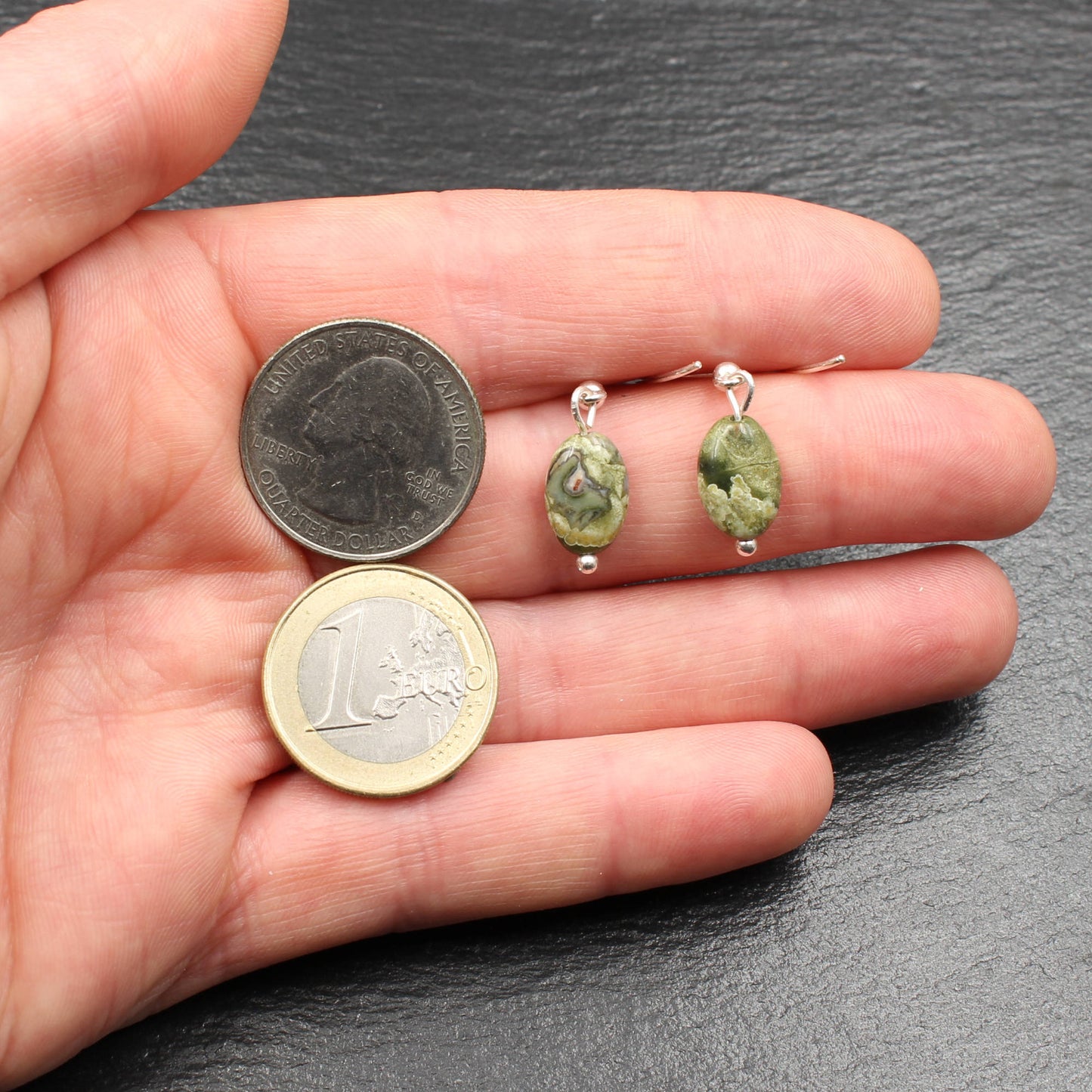 Regenwaldjaspis / Rhyolith Silber Ohrringe