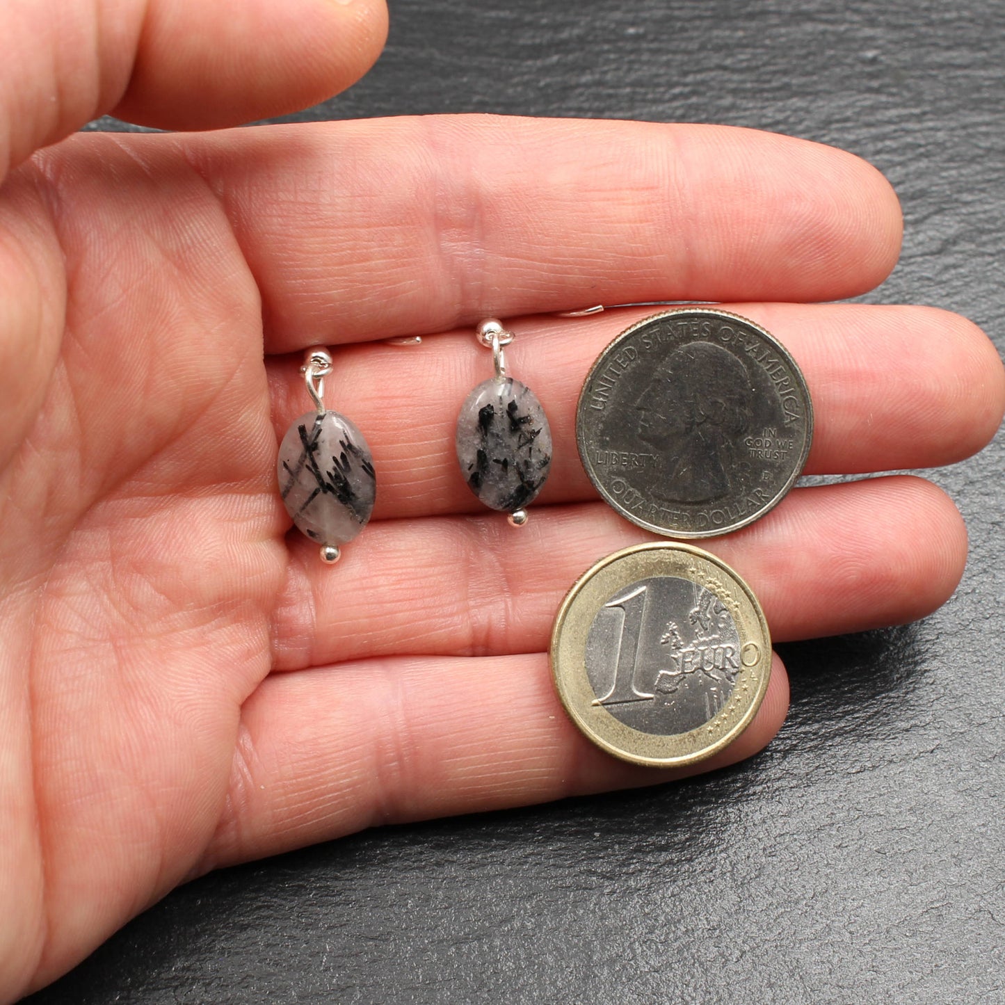 Tourmalinated Quartz Silver Earrings