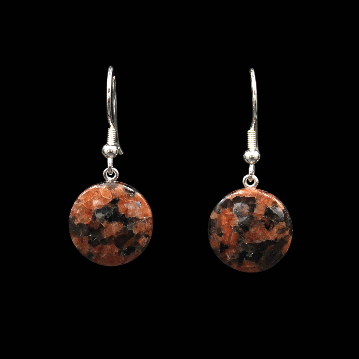 Roter Granit Ohrringe - Handarbeit