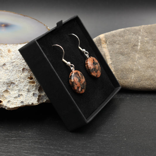 Roter Granit Ohrringe - Handarbeit