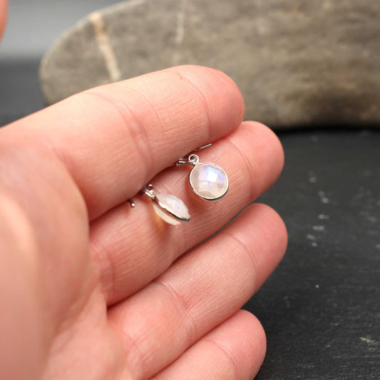 Regenbogen Mondstein (Labradorit) Silber Ohrringe