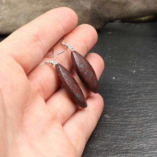 Roter Rhein Jaspis Ohrringe - Handarbeit