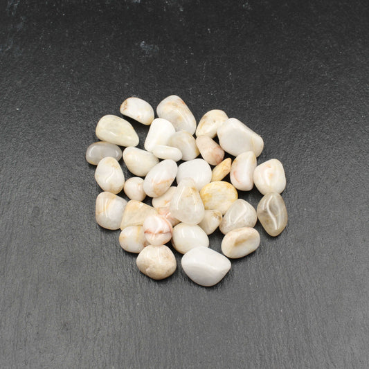 Weißer Rhein Quarz Trommelstein Beutel | Polierte Kieselsteine