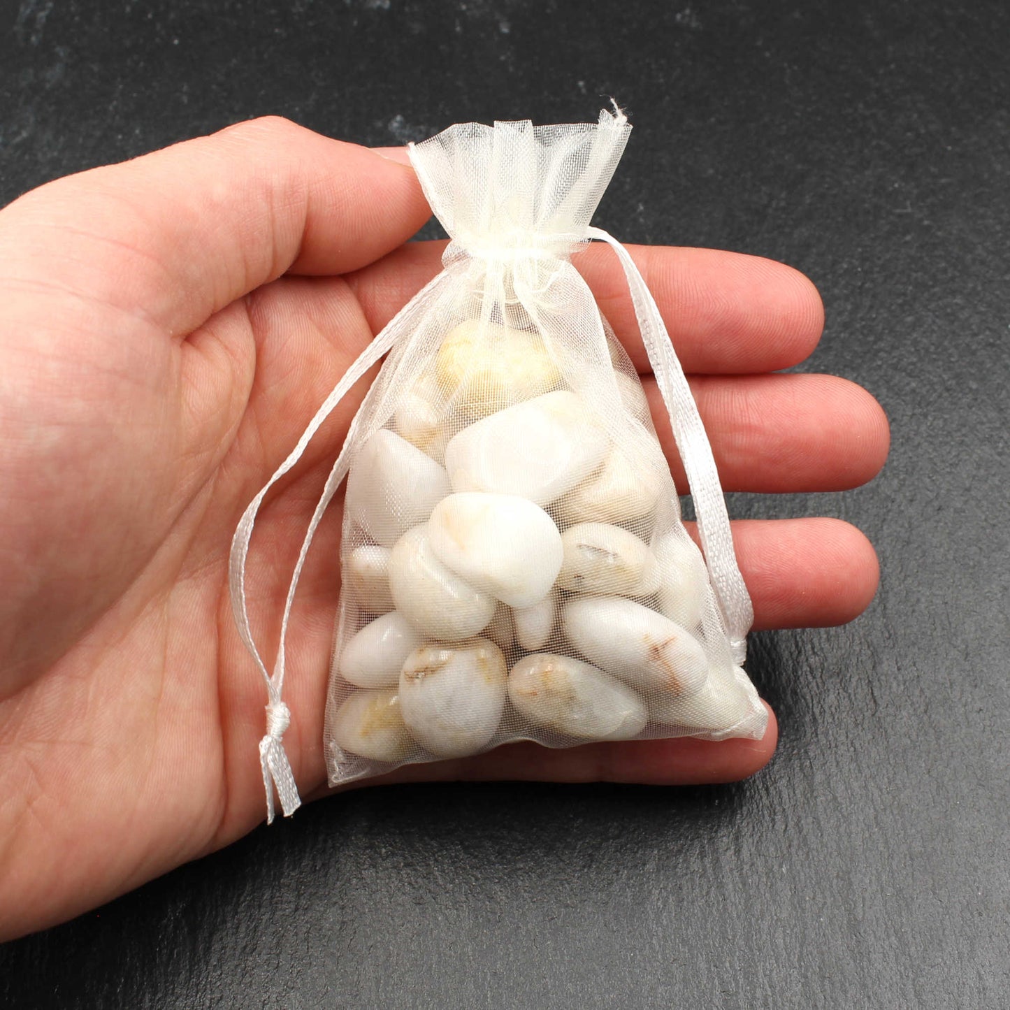 Tumbled German White Quartz Pebbles Bag - Tumbled Stones | Polished River Pebbles