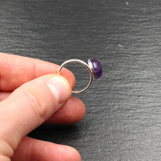 Amethyst Silberring (Größenverstellbar) - Handarbeit aus Deutschland