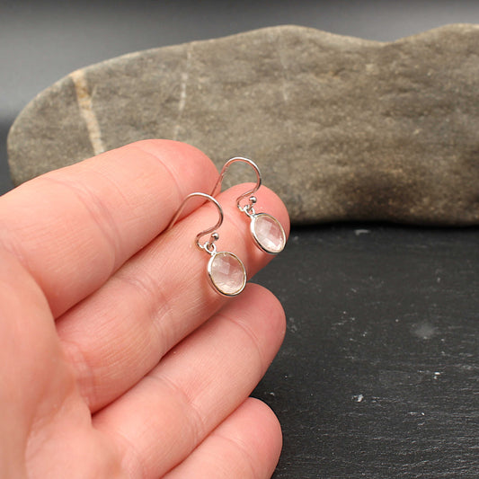 Rosenquarz Silber Ohrringe