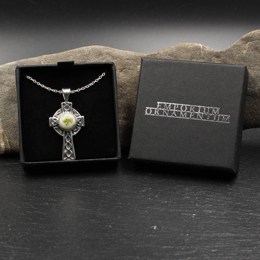 Schottischer Iona Marmor Keltisches Kreuz Silber Anhänger