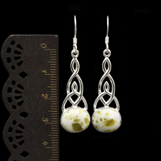 Iona Marmor Keltischer Knoten Silber Ohrringe - Groß