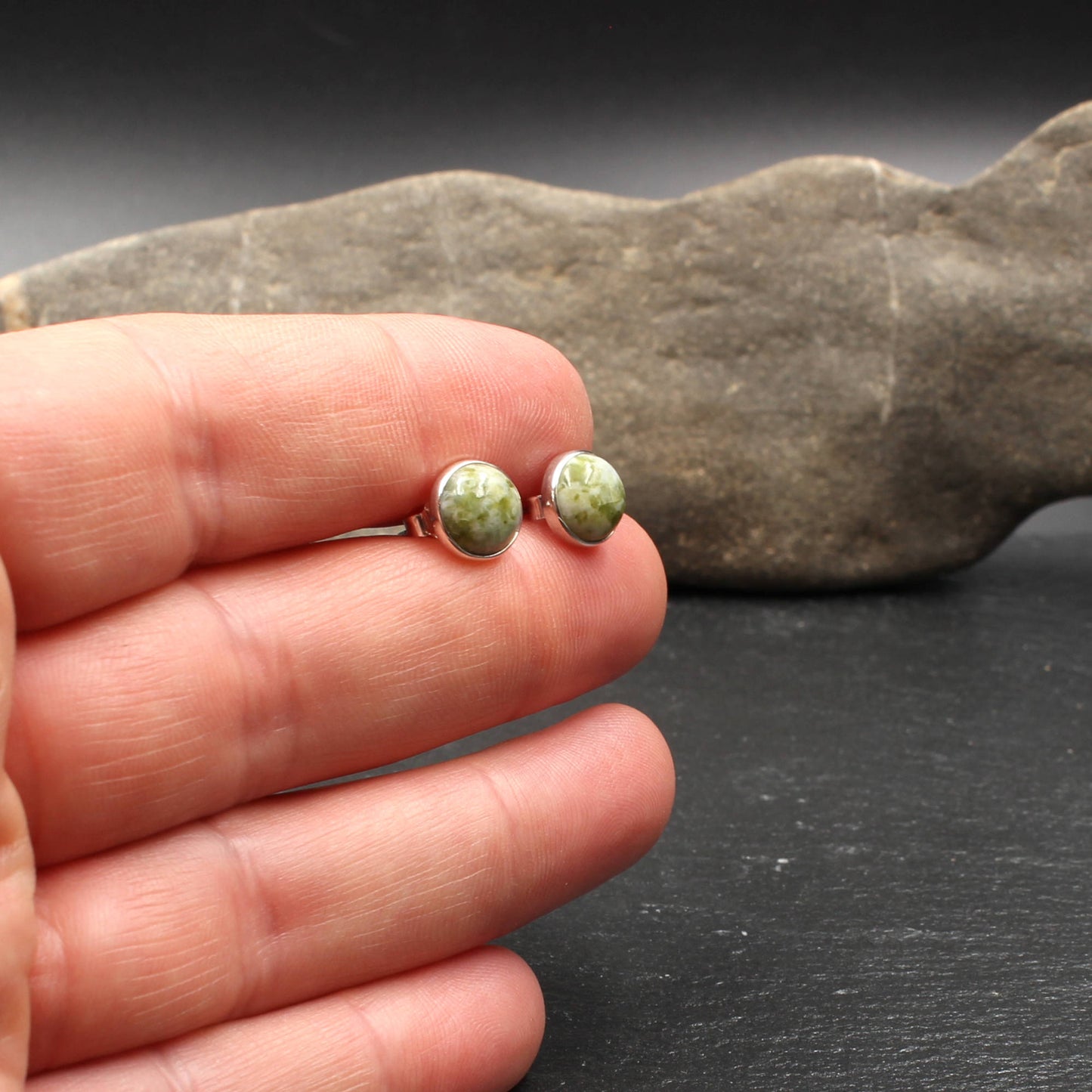 Iona Marmor Ohrstecker Silber - 8 mm