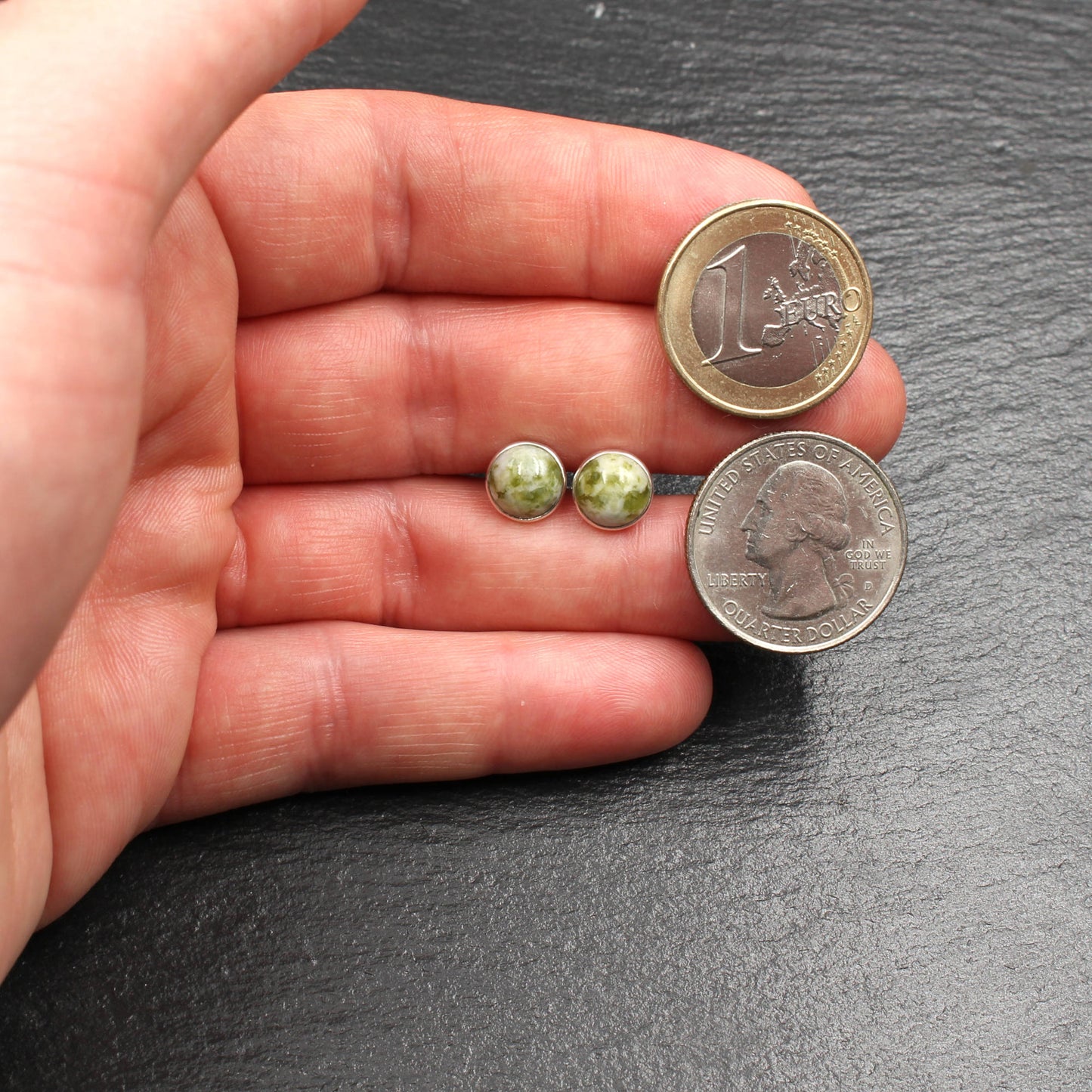 Iona Marmor Ohrstecker Silber - 8 mm