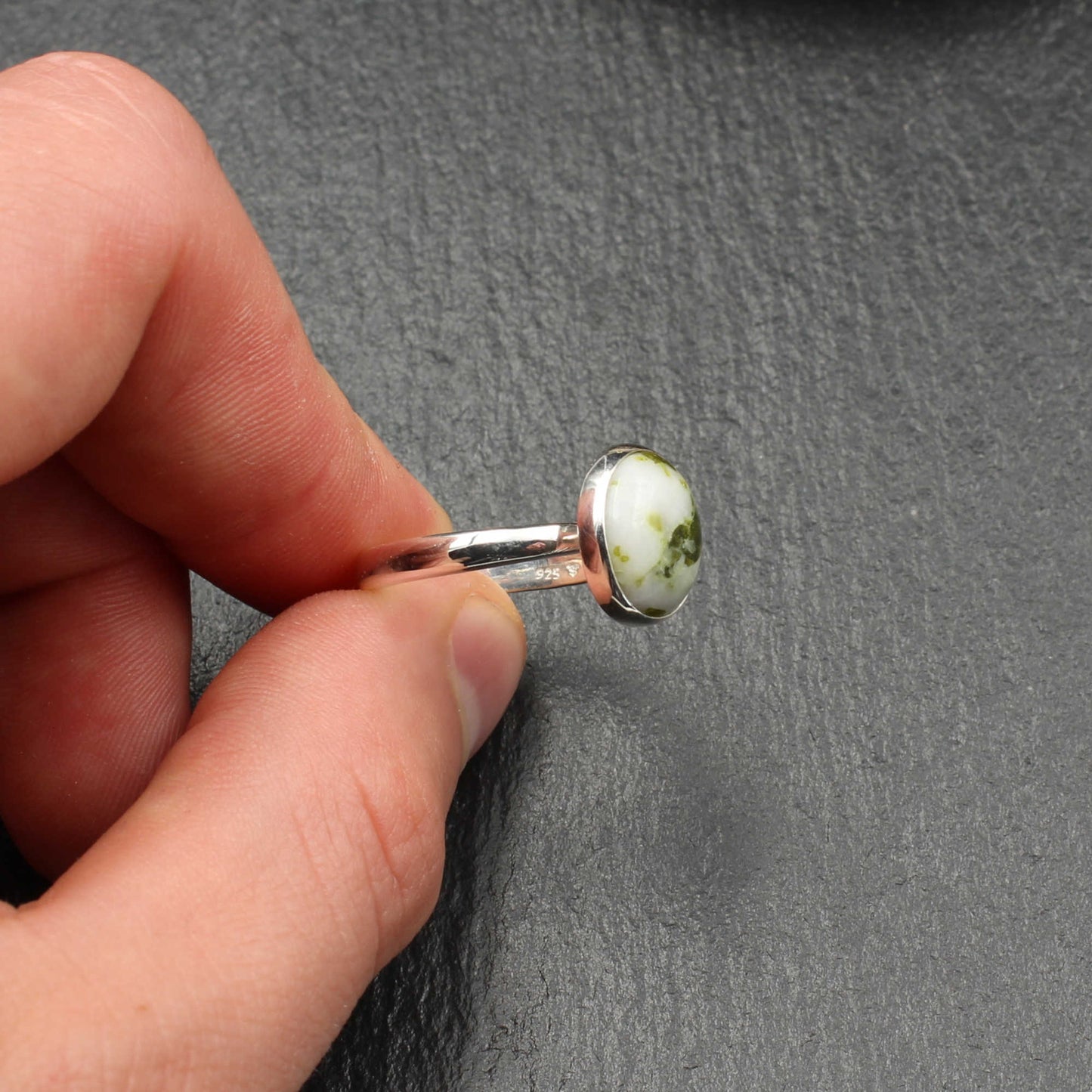 Schottischer Iona Marmor Silber Ring - Verstellbar