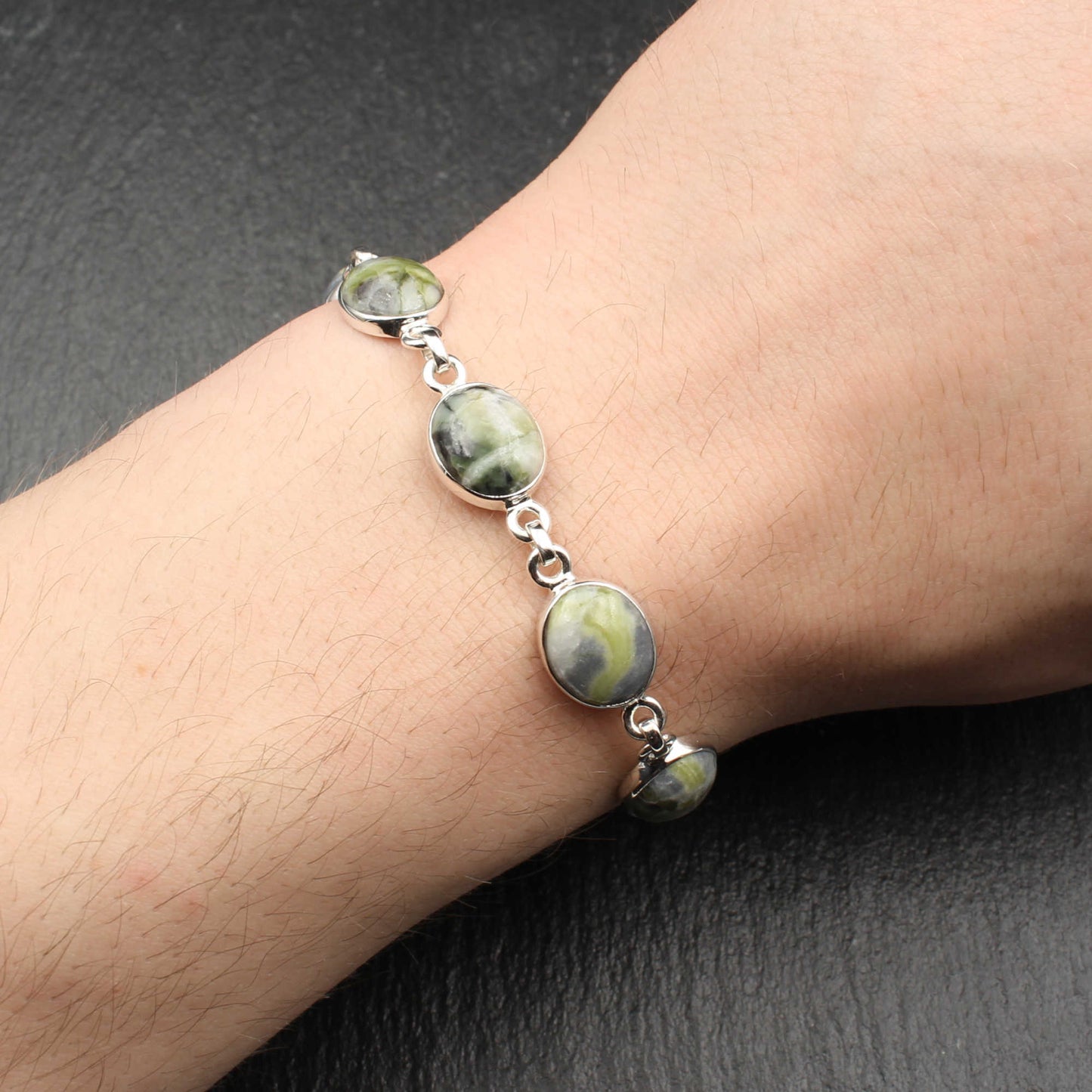 Skye Marmor Silber Armband - Verstellbar