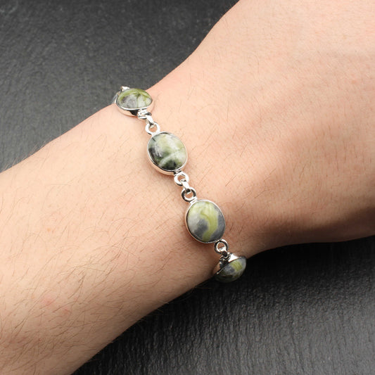 Skye Marmor Silber Armband - Verstellbar