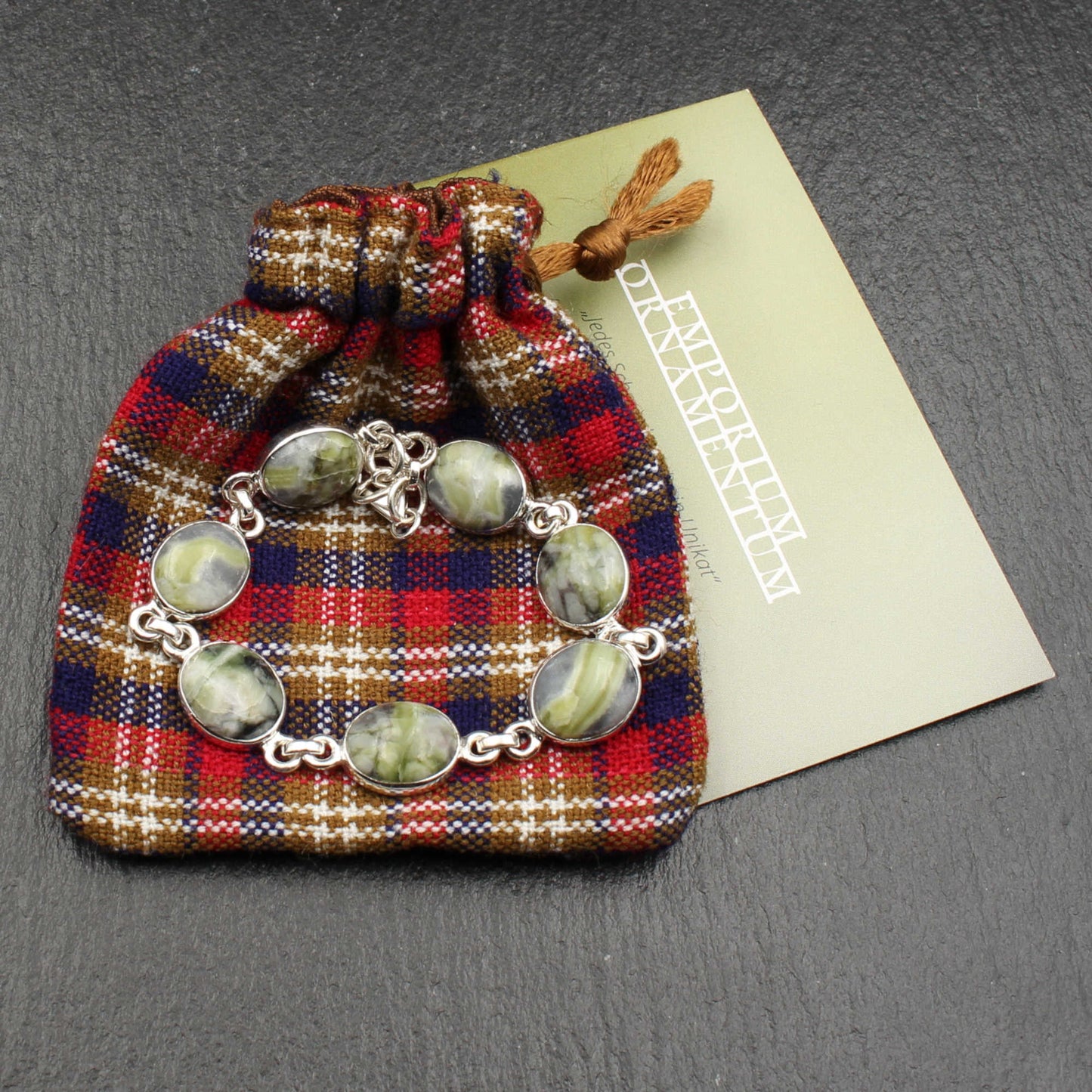 Skye Marmor Silber Armband - Verstellbar