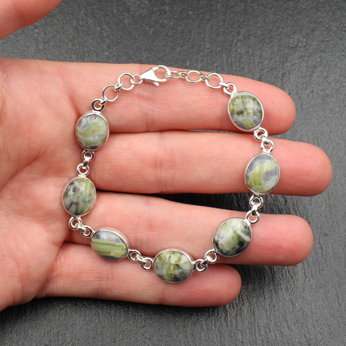 Skye Marmor Silber Armband - Verstellbar