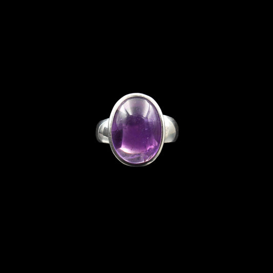 Amethyst Silber Ring - Oval (Verstellbar)