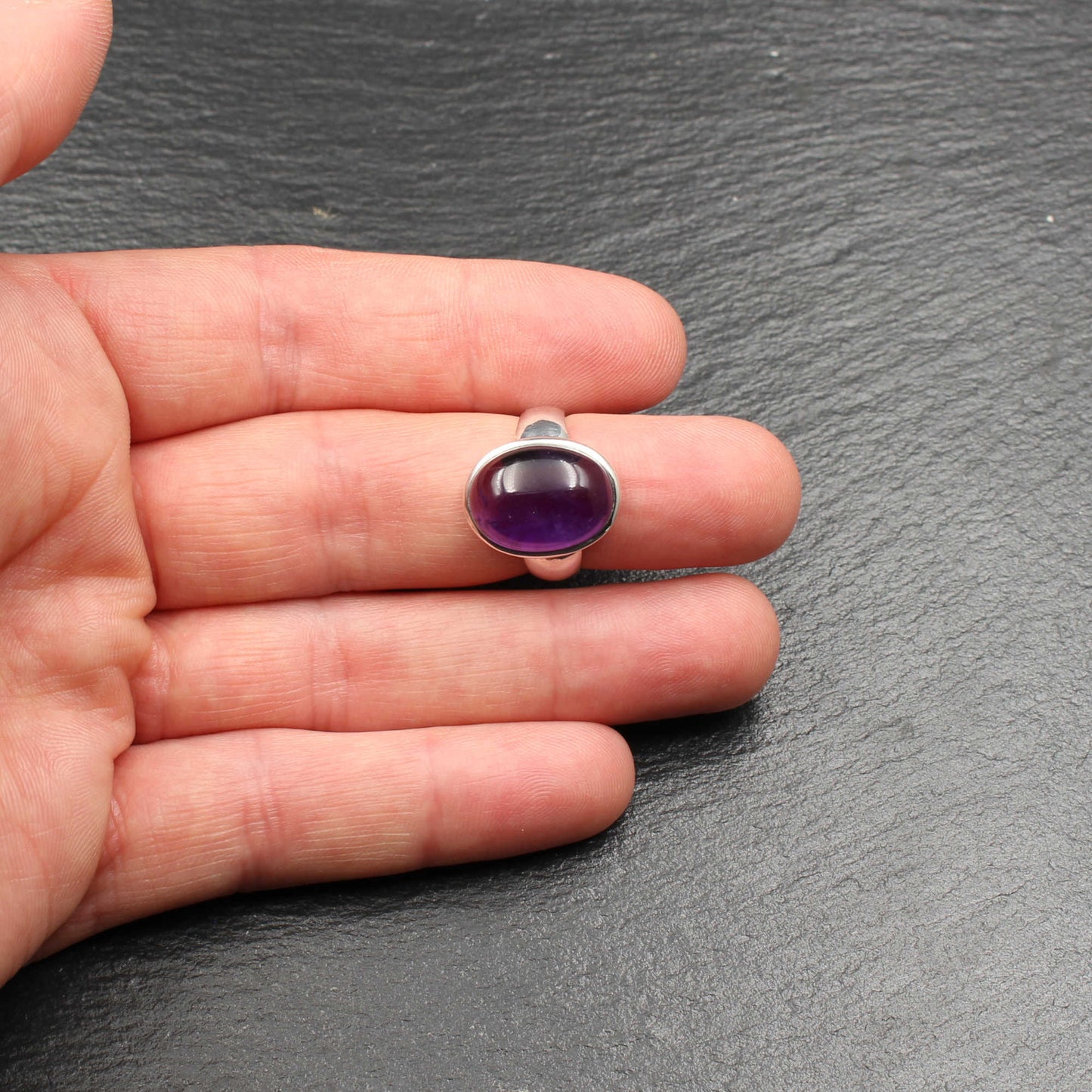 Amethyst Silber Ring - Oval (Verstellbar)