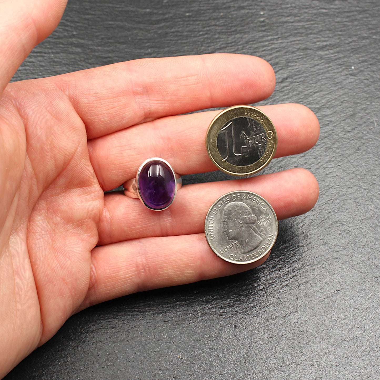 Amethyst Silber Ring - Oval (Verstellbar)