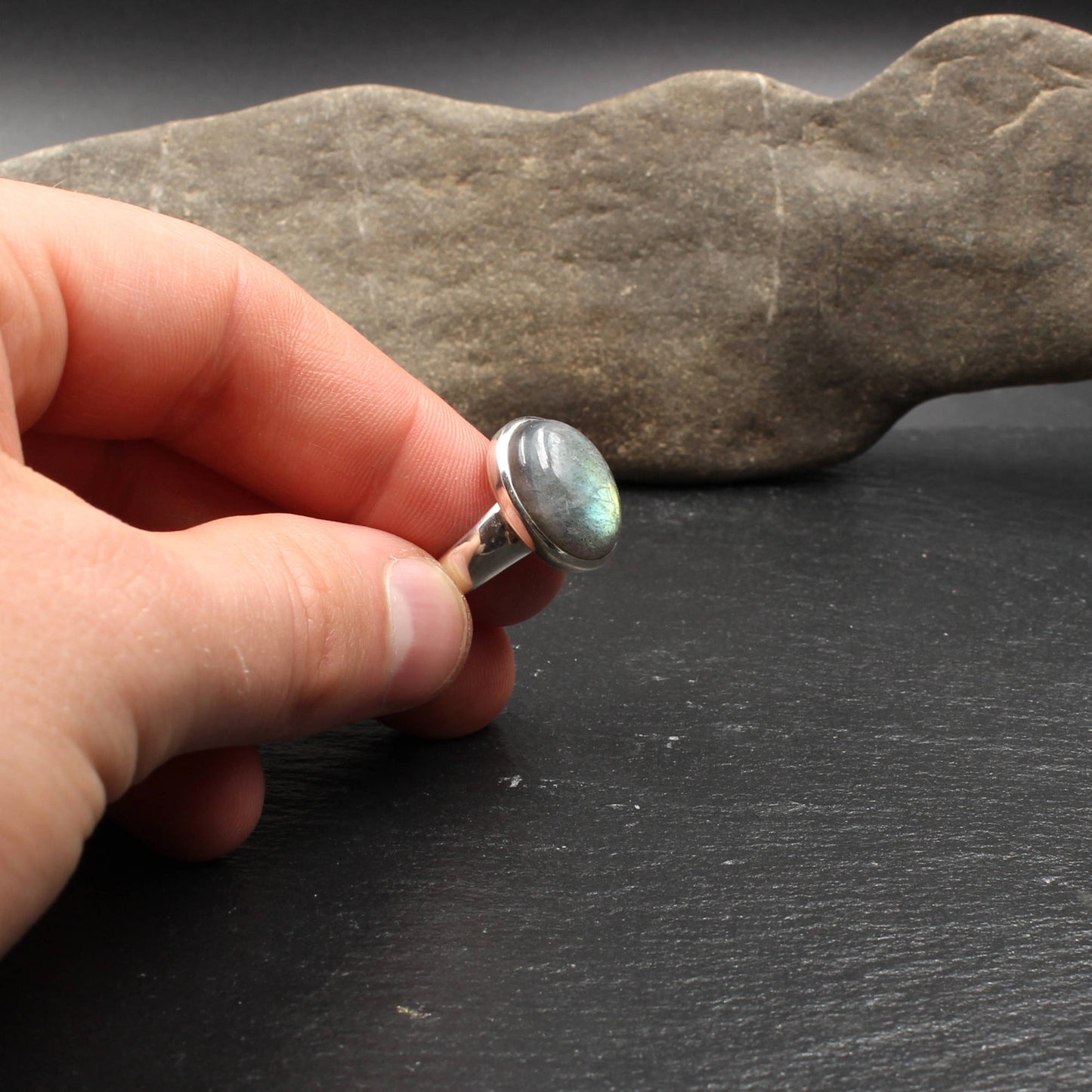 Labradorit Silber Ring - Oval (Verstellbar)