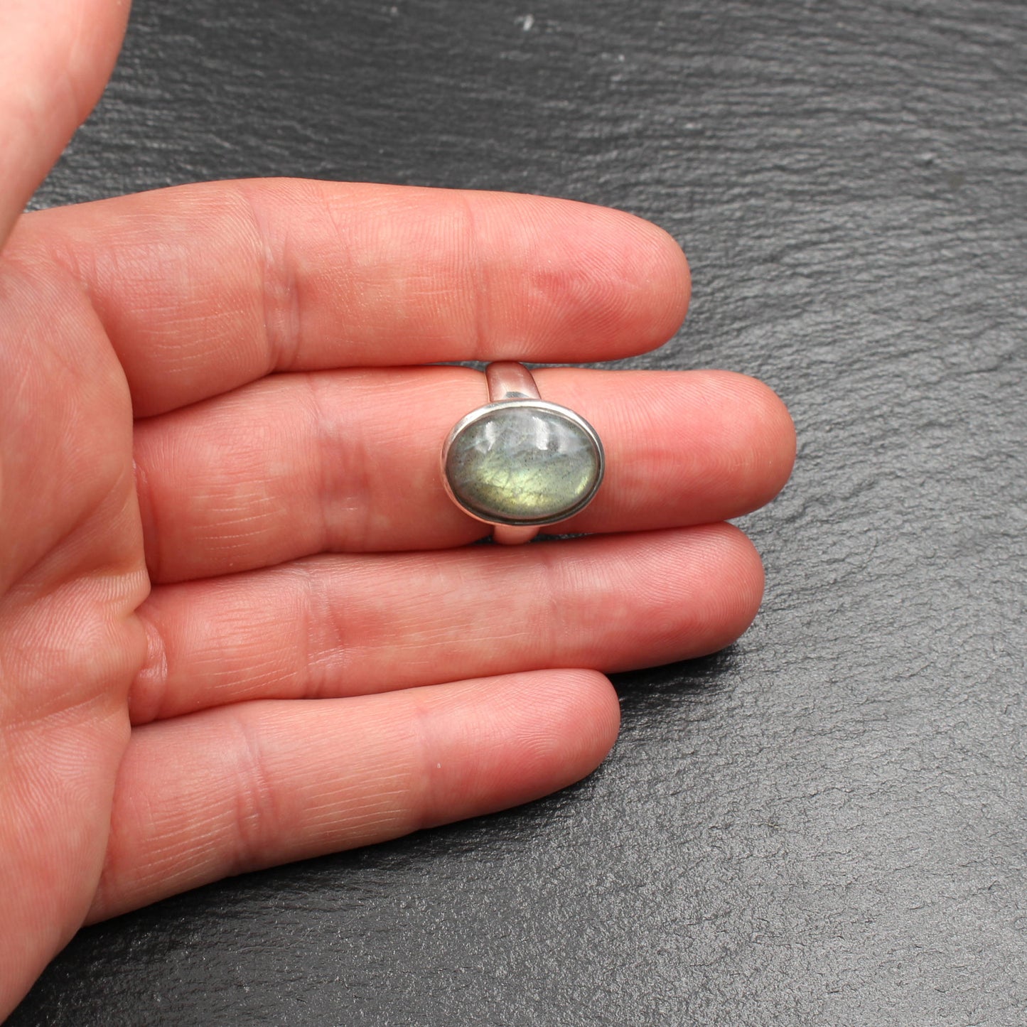 Labradorit Silber Ring - Oval (Verstellbar)