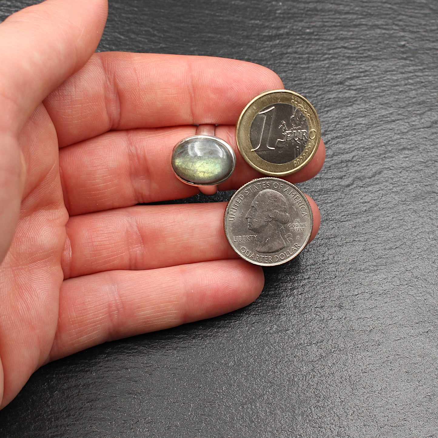 Labradorit Silber Ring - Oval (Verstellbar)