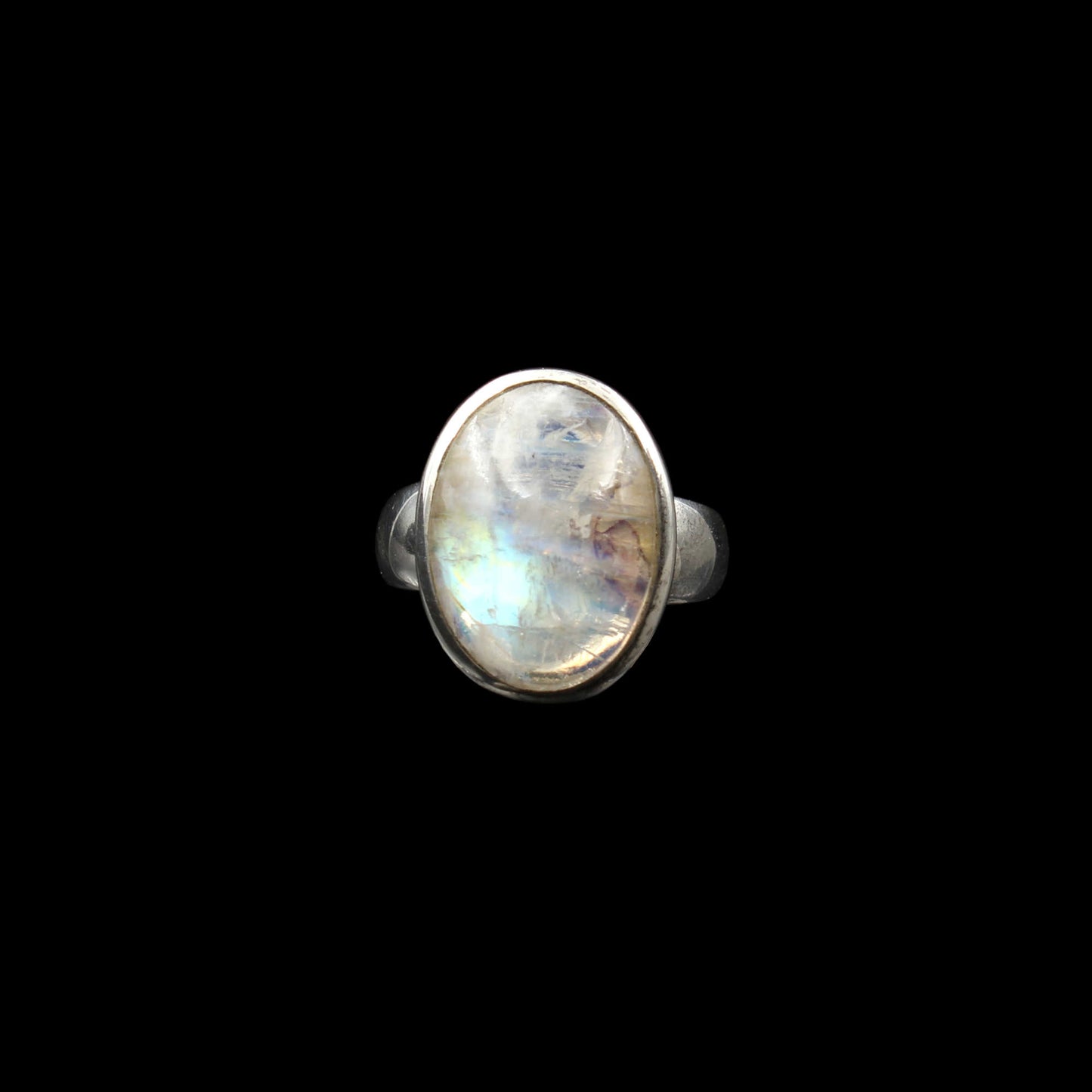 Regenbogen Mondstein Silber Ring - Oval (Verstellbar)