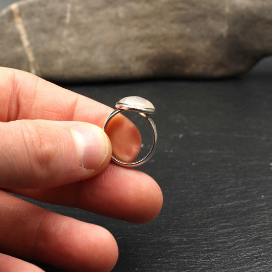 Regenbogen Mondstein Silber Ring - Oval (Verstellbar)